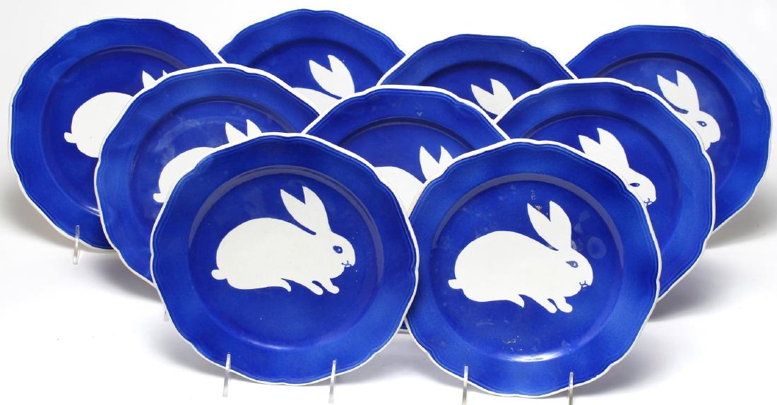 Set of 9 Italian Porcelain Rabbit Plates (1 of 4)