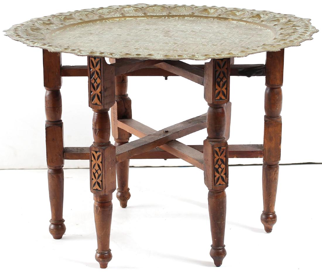 Vintage Moroccan Brass Tea Tray Table (1 of 5)