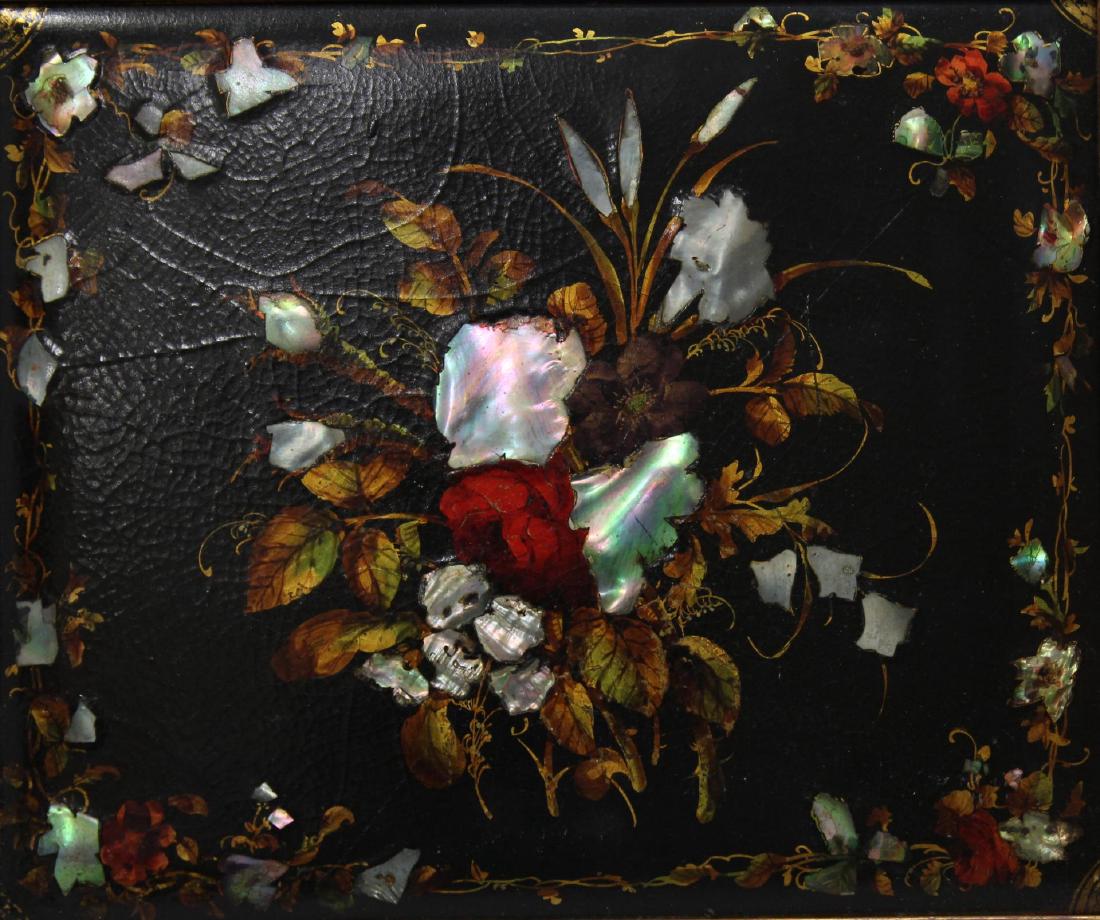 Victorian Black Lacquer & Mother-of-Pearl Panel (1 of 3)
