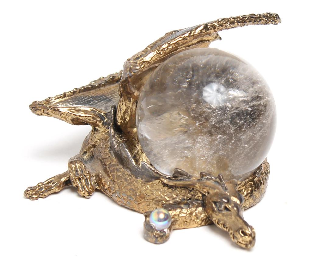 Gilt Metal Dragon & Crystal Ball Paperweight (1 of 4)