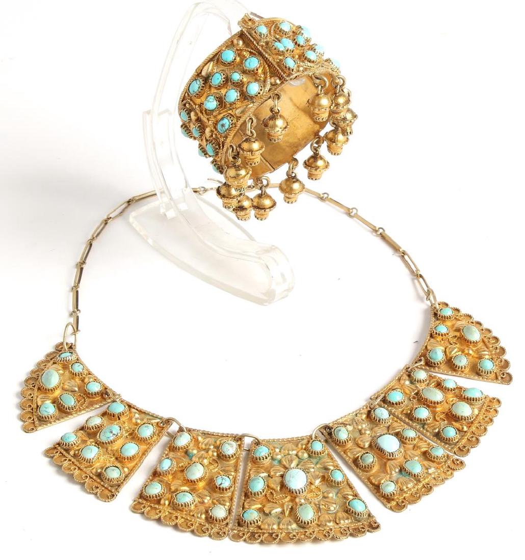 Egyptian Vermeil & Turquoise Necklace & Bracelet (1 of 3)