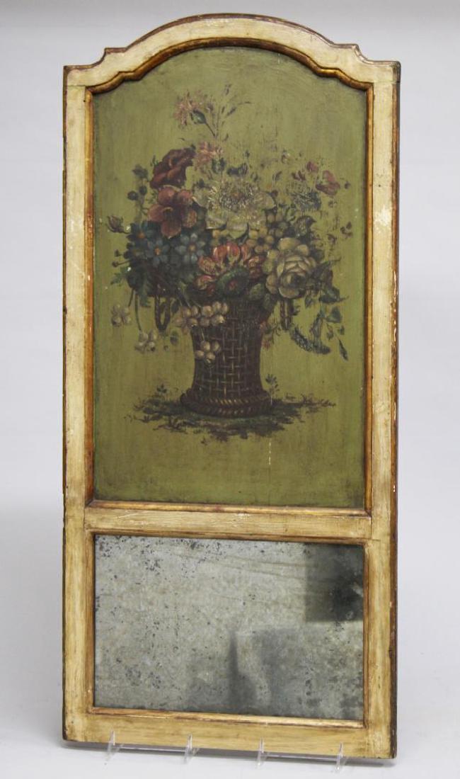 Small Vintage Floral-Painted Mirrored Panel (1 of 4)