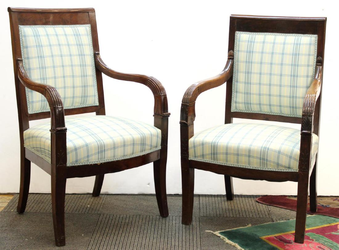 Pair French Empire-Style Fauteuil Chairs (1 of 5)
