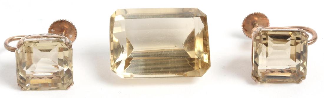 Pair Vintage Citrine & 10K Gold Earrings & Stone (1 of 3)