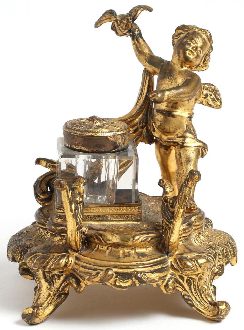 Rococo-Style Gilt Bronze Figural Inkwell (1 of 4)