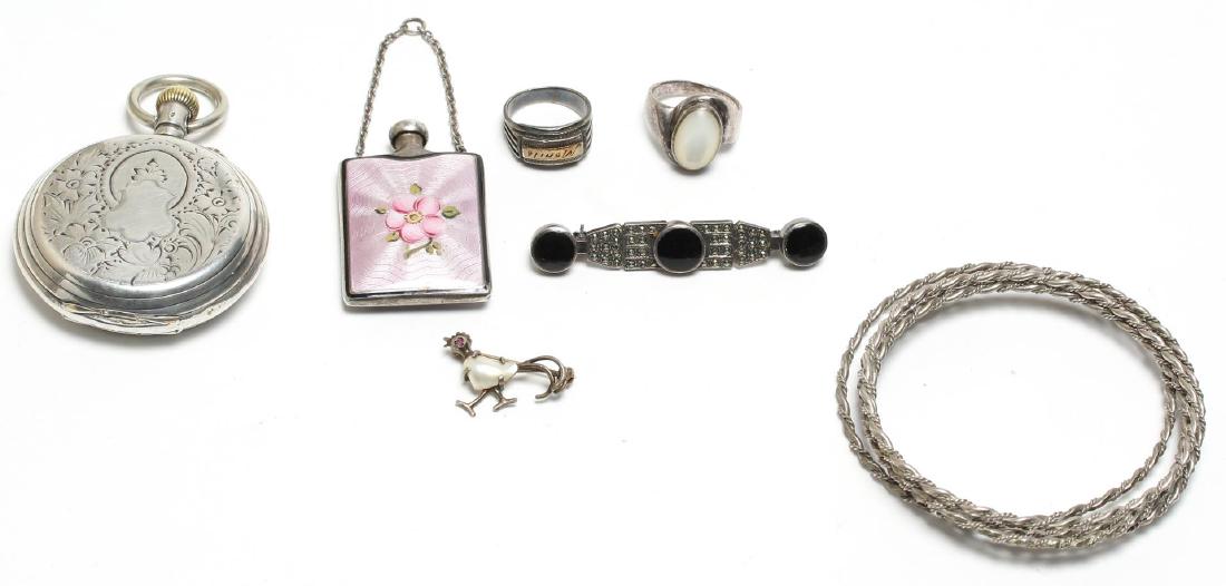 7 Silver Jewelry Articles, incl. Guilloche Enamel (1 of 7)