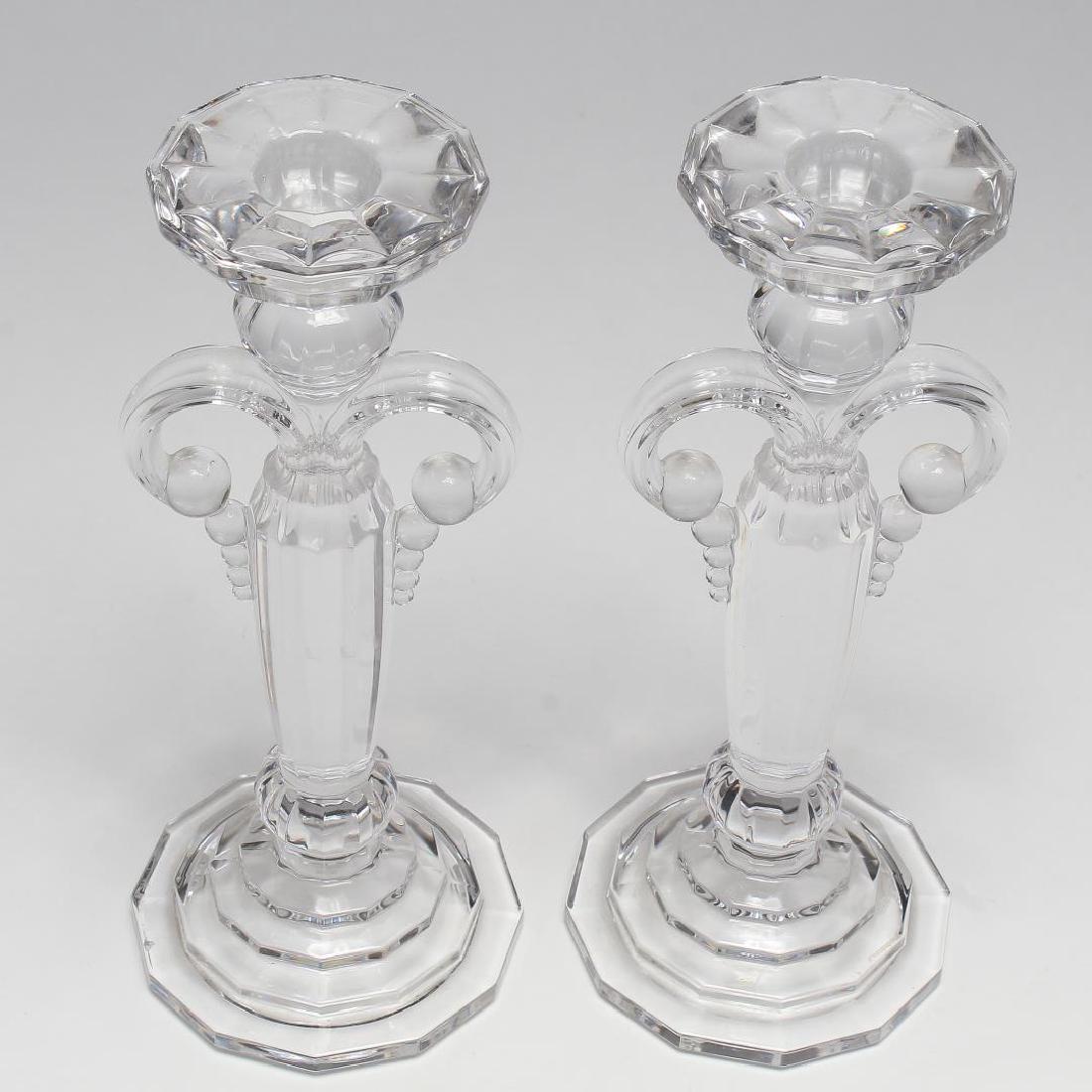 Pair of Colorless Molded Glass Candlesticks (1 of 1)