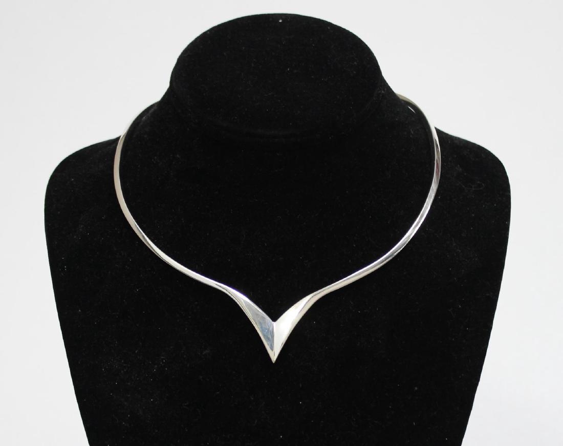 Modernist Sterling Silver Torque Choker Necklace (1 of 4)