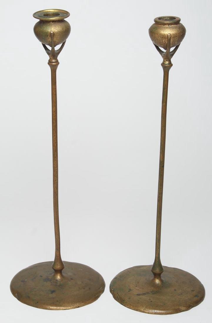 Pair of Tiffany Studios Bronze Candlesticks (1 of 7)