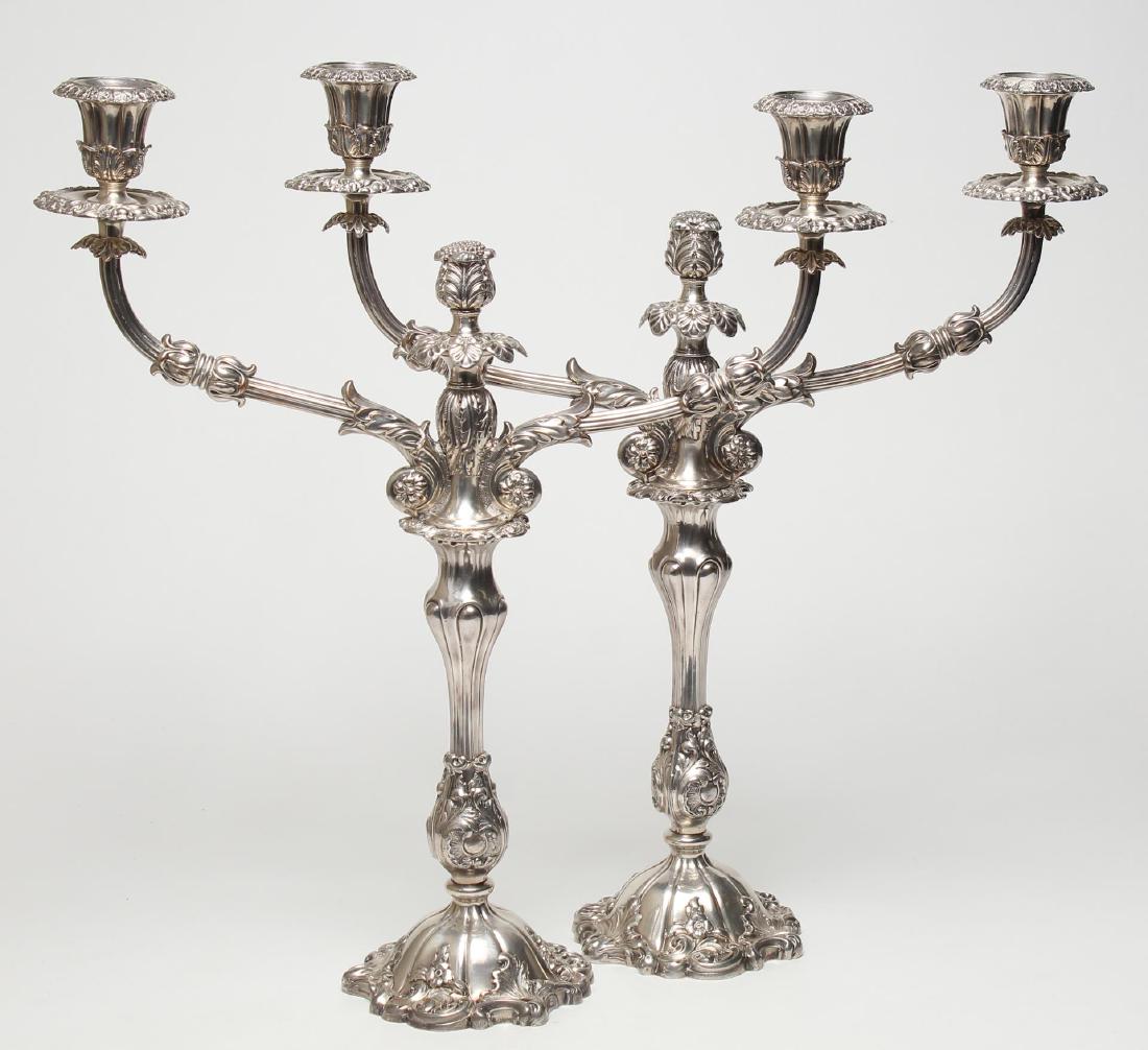 Pair of Large English Silver-Plate Candlesticks (1 of 5)