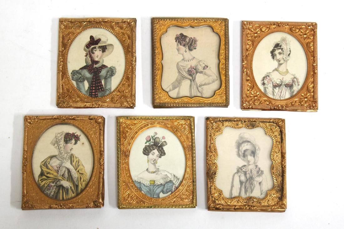 6 Framed Antique Fashion Plate Details (1 of 3)