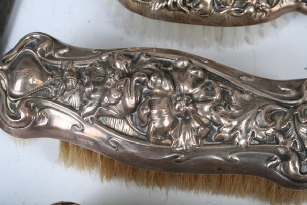 3 Piece Sterling Silver Art Nouveau Vanity Set - 5