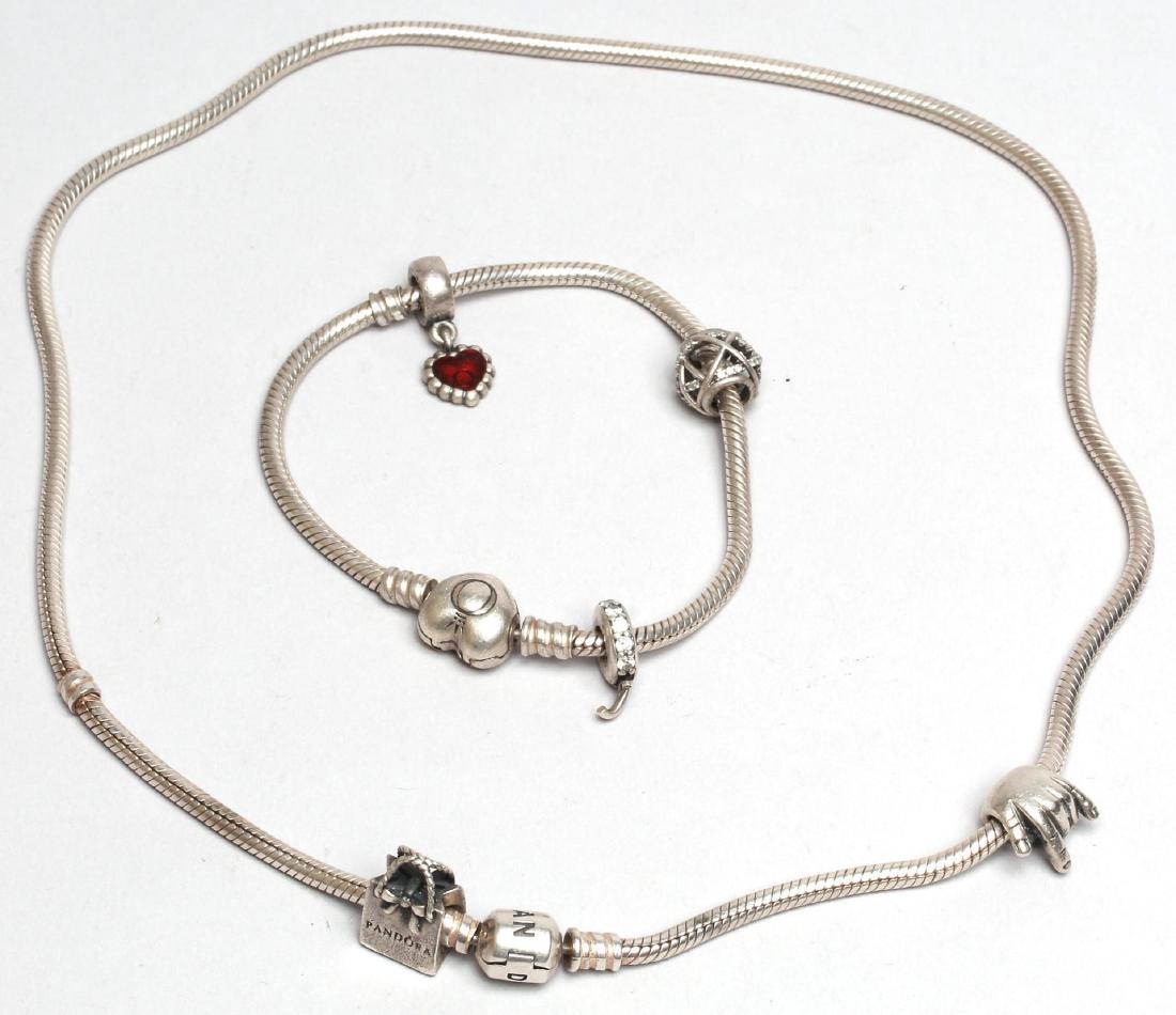 Pandora Sterling Silver Charm Necklace & Bracelet (1 of 5)