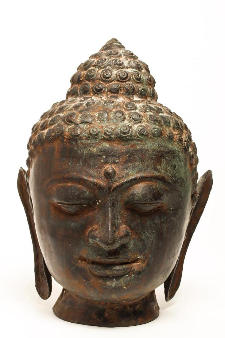 Large Cast Bronze Bust of Buddha (1 of 4)