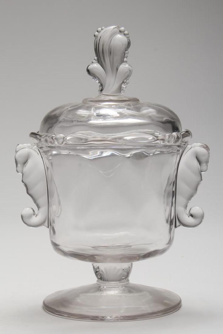 Heisey Covered Candy Dish with Seahorse Handles (1 of 3)