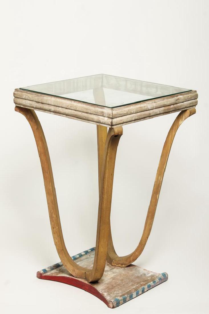 Art Deco Glass-Top Wood Side Table (1 of 2)