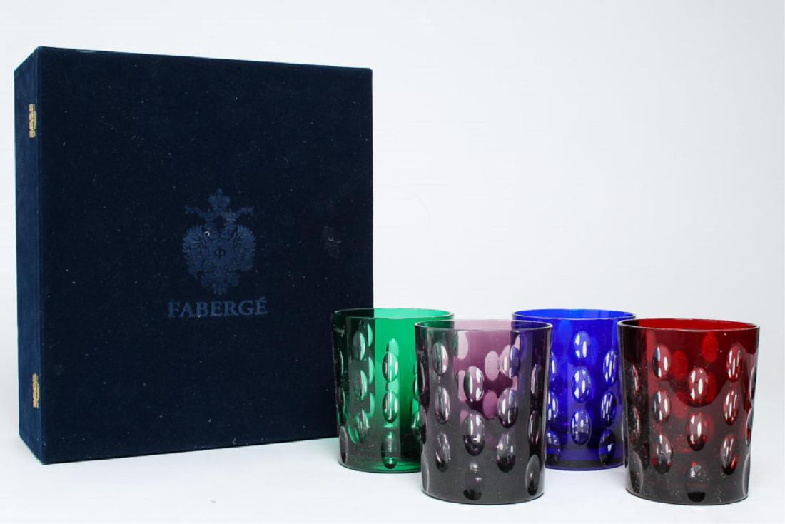 4 Faberge Colored Crystal Old Fashioned Glasses (1 of 4)