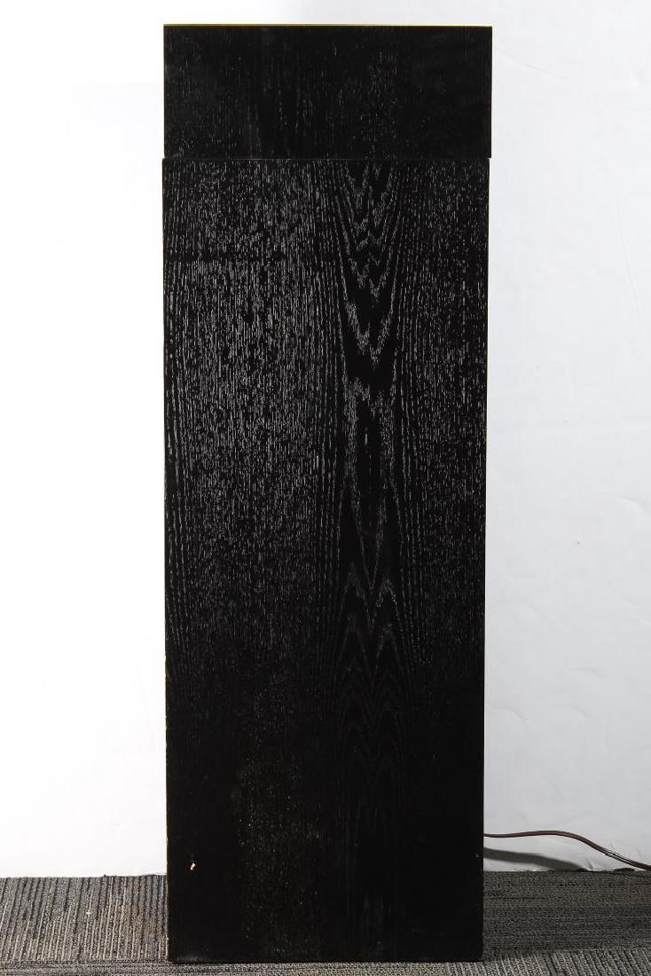 Square Black-Painted Lighting Display Column: With rotating top, and illuminating plastic center. 44" H X 12" square.