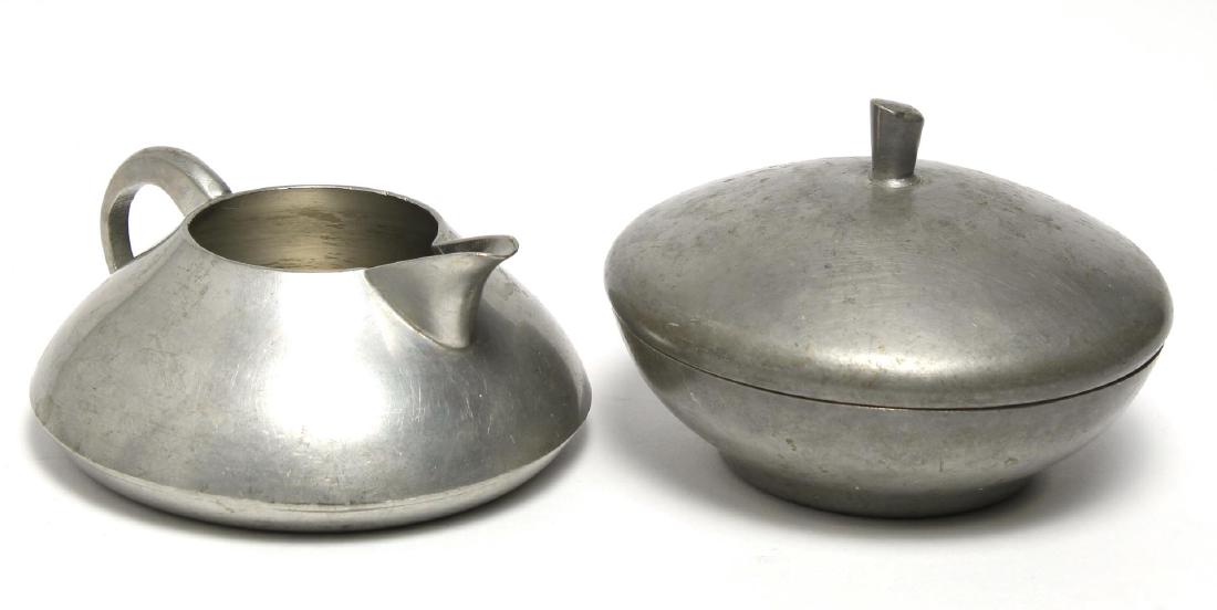 Mid-Century Modern Pewter Creamer & Sugar Bowl (1 of 3)