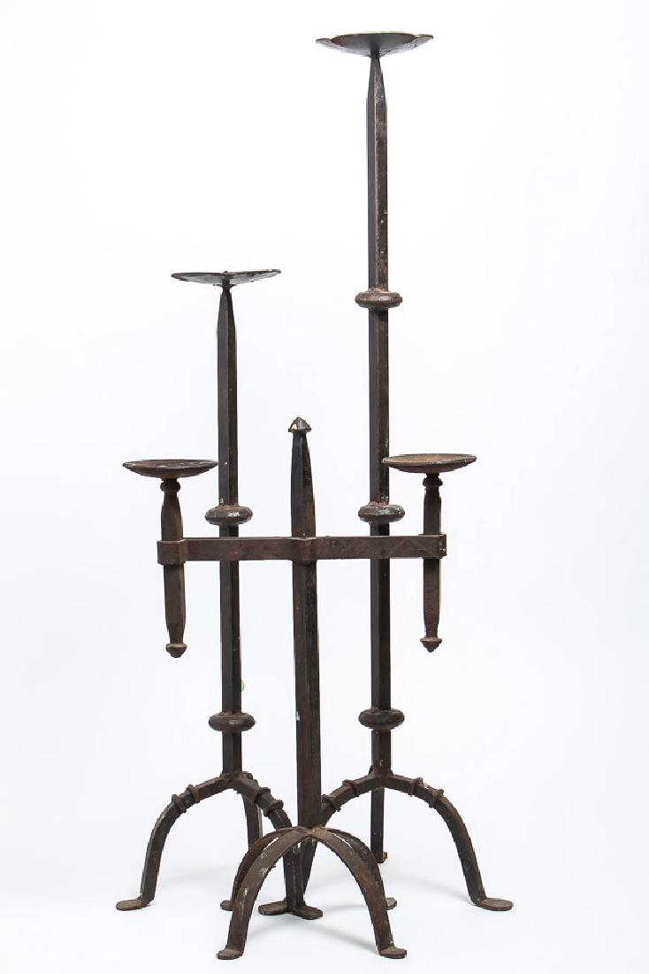 3 Wrought Iron Floor Candlesticks (1 of 3)