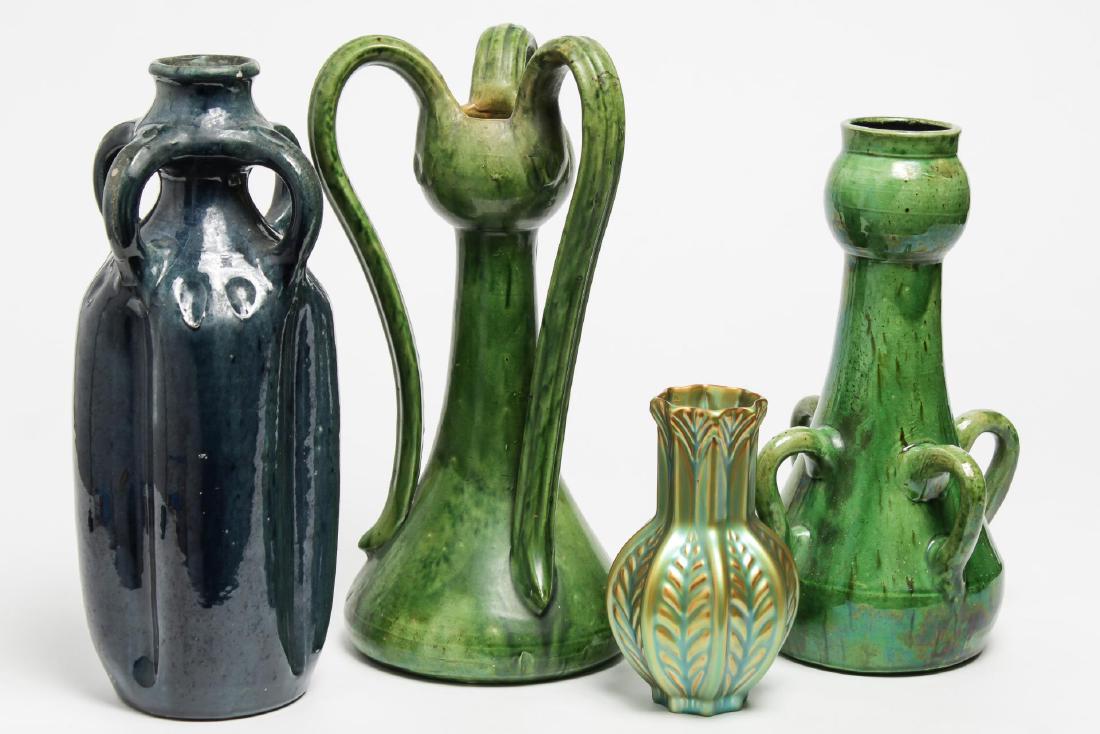 4 Art Nouveau Ceramic Vases, incl. Zsolnay (1 of 5)