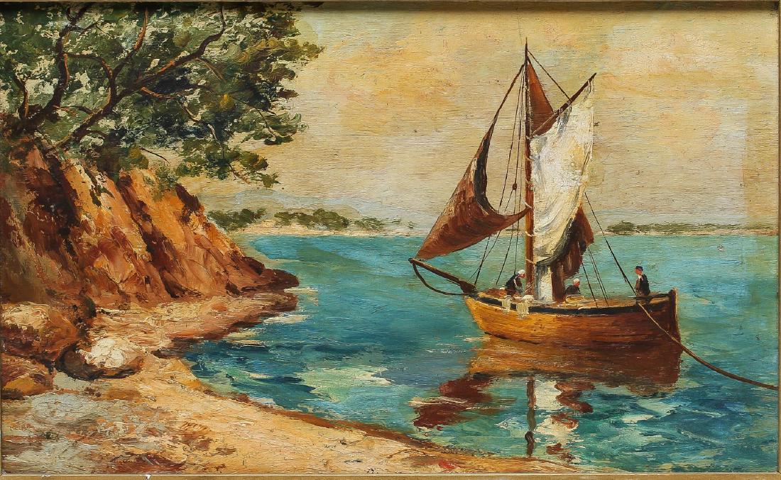 Nautical Oil on Board Painting, Unsigned (1 of 2)