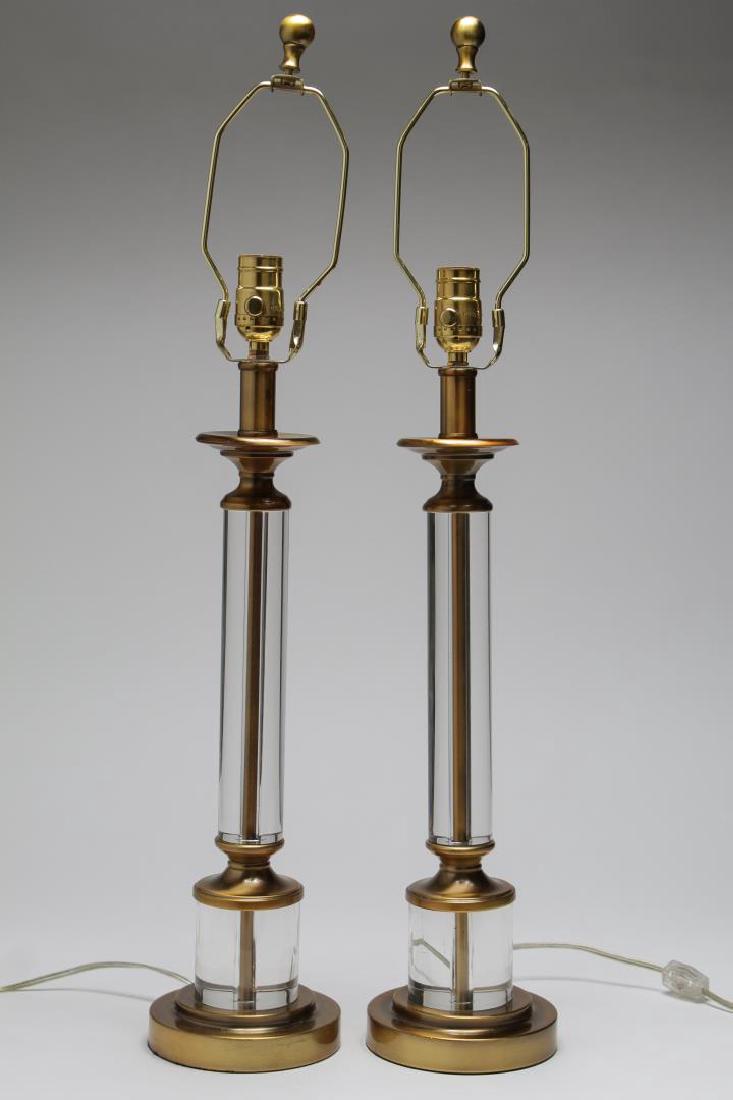 Modernist Glass & Gilt Brass Pair of Table Lamps (1 of 1)