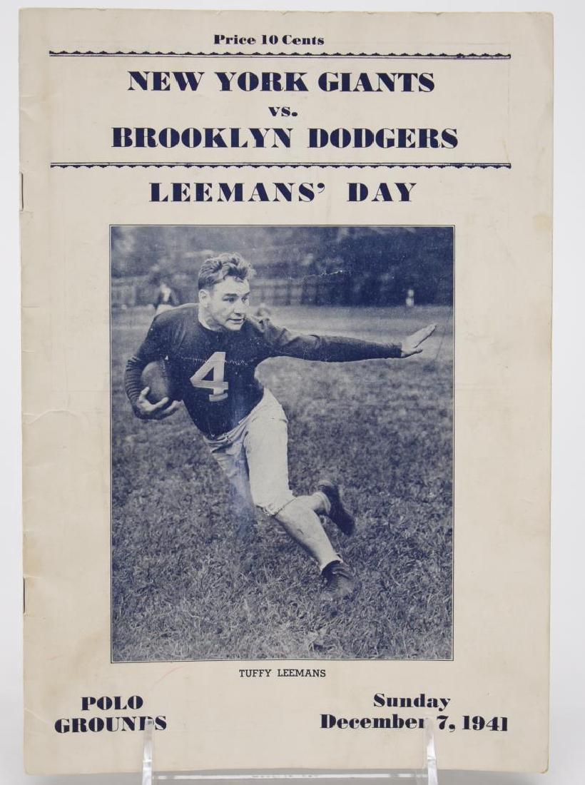 Pearl Harbor Day NY Giants Bklyn Dodgers Program (1 of 3)