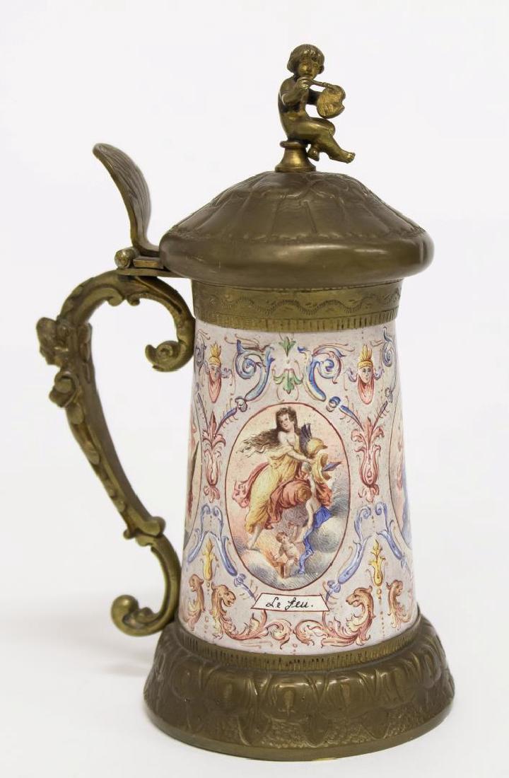 French Rococo-Style Enamel & Brass Small Stein (1 of 5)