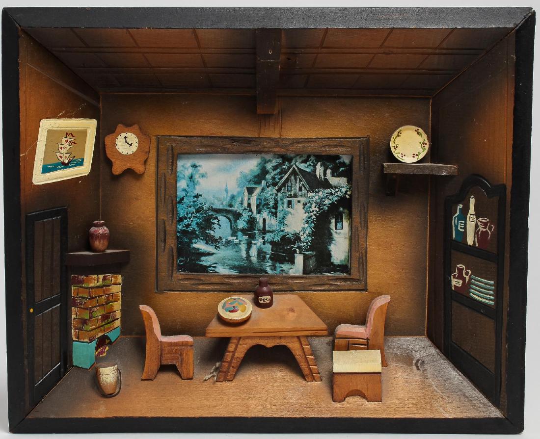 Vintage German Hand-Carved Shadowbox Kitchen (1 of 1)