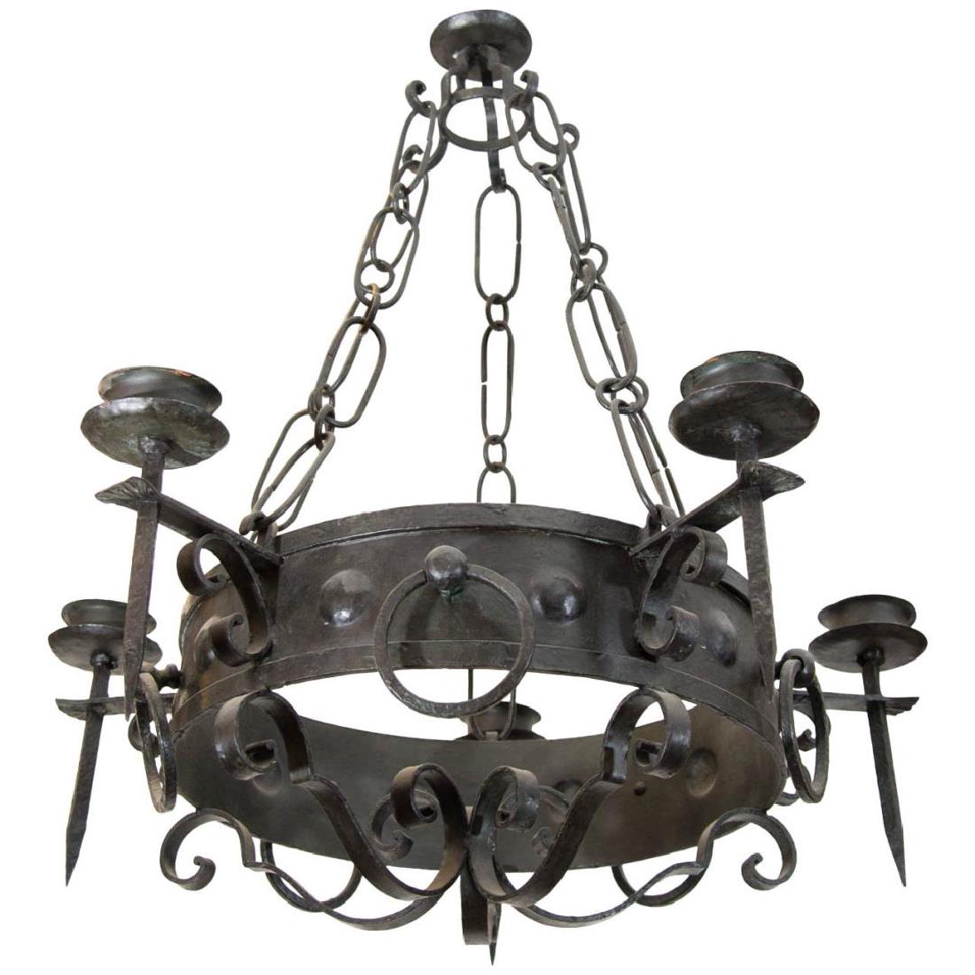 SpanishStyle Black Wrought Iron Candle Chandelier