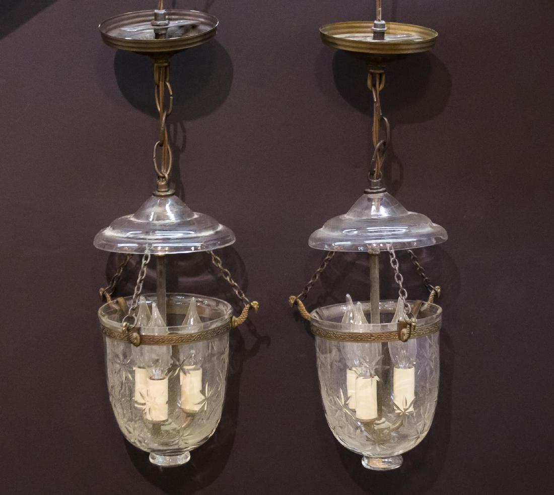 Hallway Lanterns in Etched Glass & Brass, Pair (1 of 1)