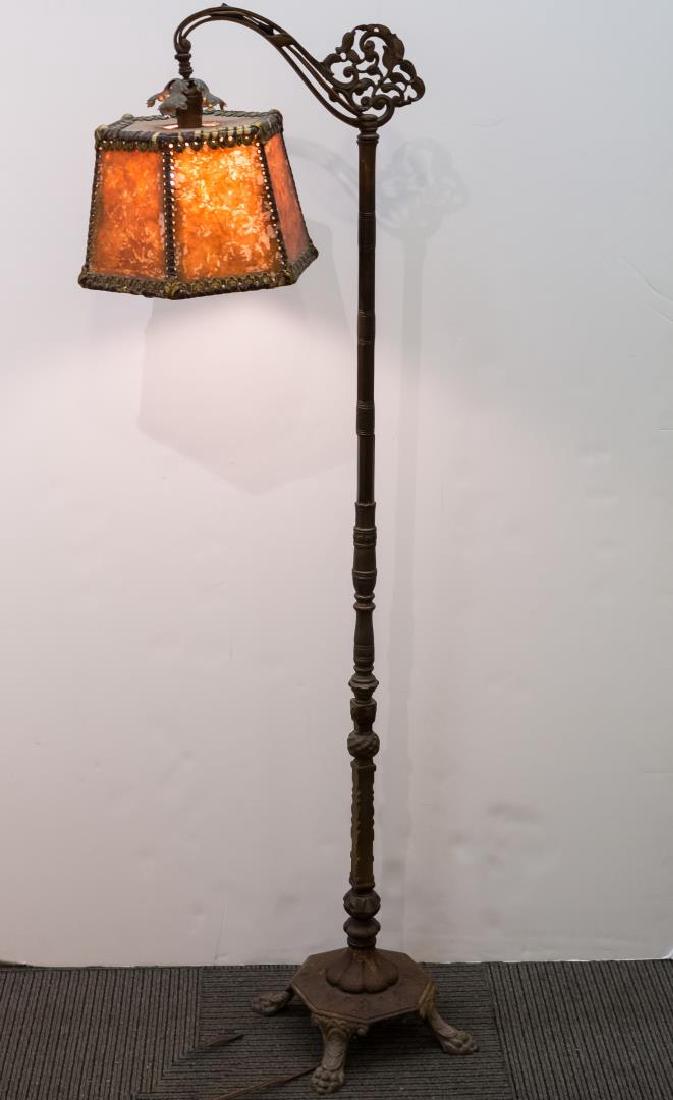 Art Nouveau Mica Shade Iron Standing Lamp (1 of 5)