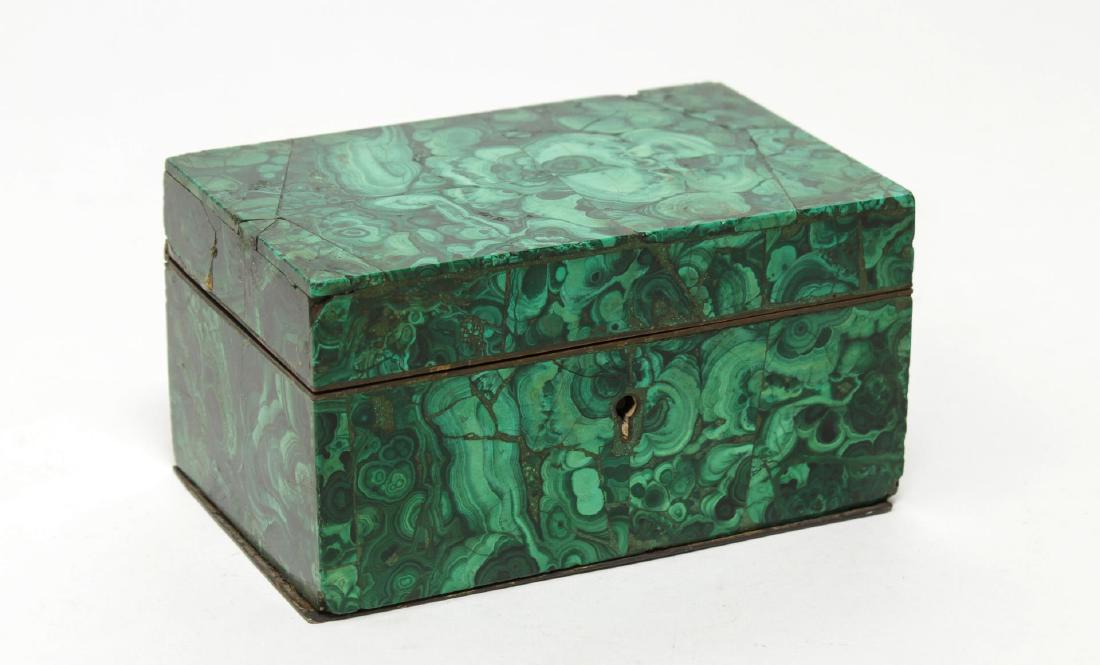 Malachite & Wood-Lined Trinket Box, 19th C (1 of 7)