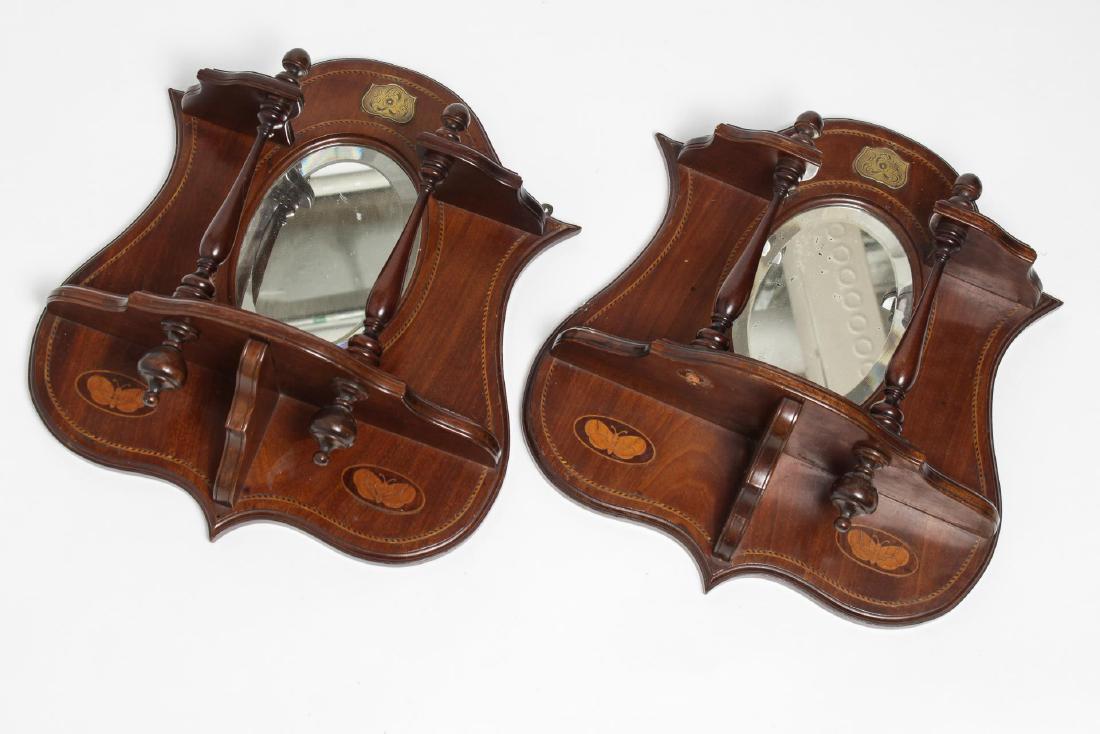 English Oak & Marquetry Knick-Knack Shelves, Pair (1 of 7)