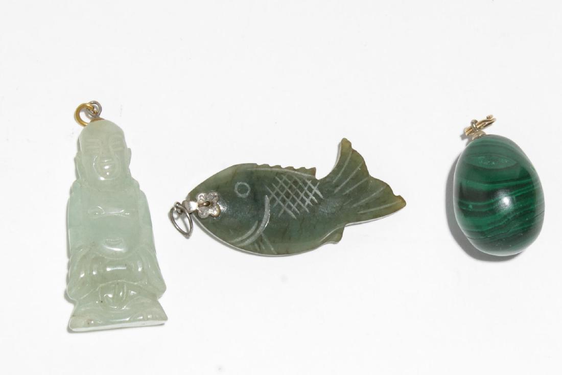 Chinese Jade Pendants & Malachite Egg Charm (1 of 2)
