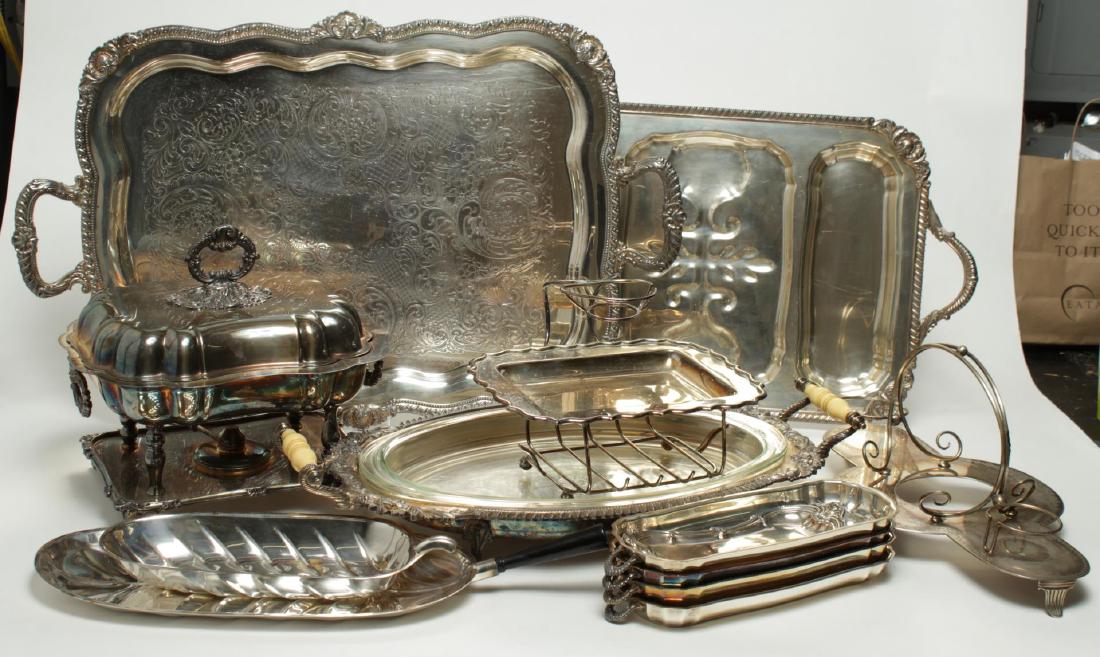 Silver-Plate Serving Trays & Platters, Group of 15 (1 of 5)