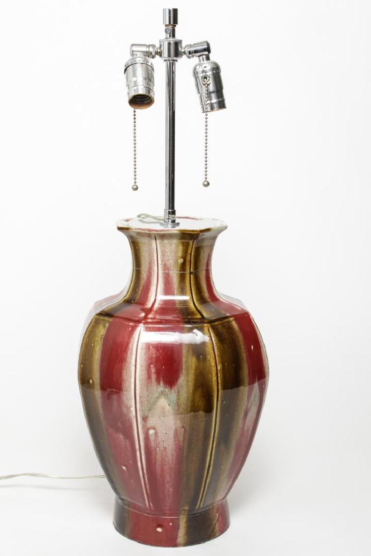 Chinese Oxblood-Glazed Octagonal Vase Lamp (1 of 3)