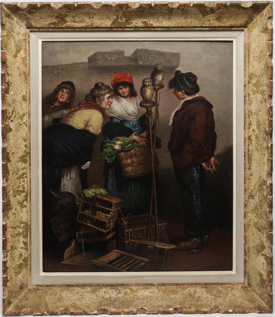 Signed Bolletti- Genre Painting Oil on Panel (1 of 5)