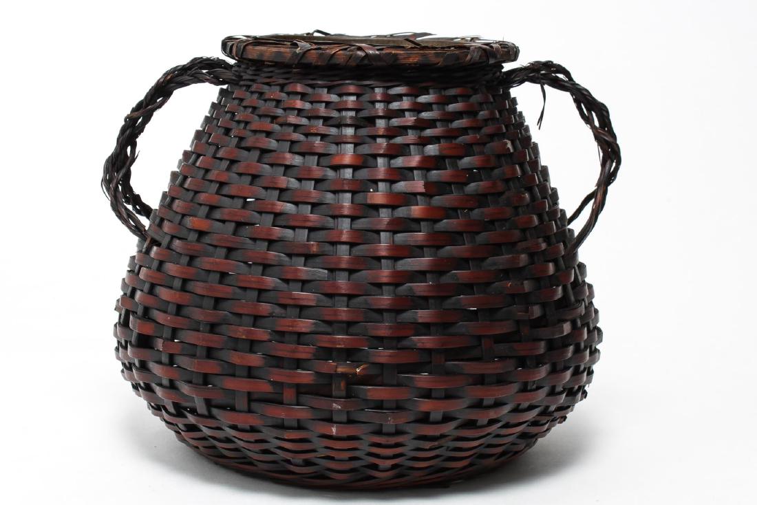 Japanese Meiji Ikebana Bamboo Basket, 19th C. (1 of 3)