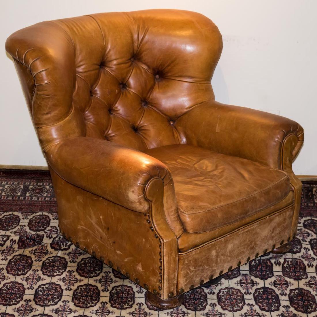 Overstuffed Leather Arm Chair