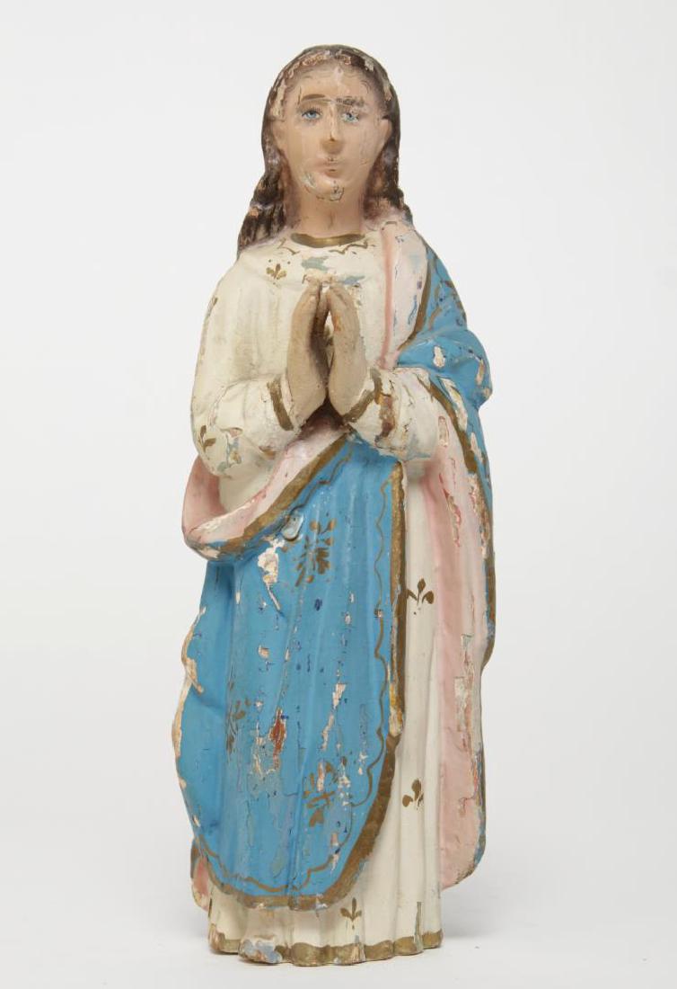 Antique Polychrome Santos Figure, Praying Madonna (1 of 4)