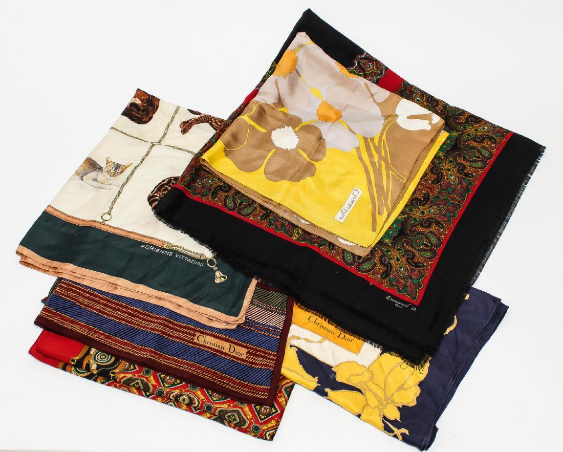 Dior & Vittadini Silk Scarves & Shawl, 6 Pieces (1 of 7)
