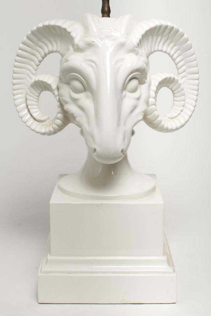 Ram's Head Table Lamp in Porcelain, Vintage (1 of 6)