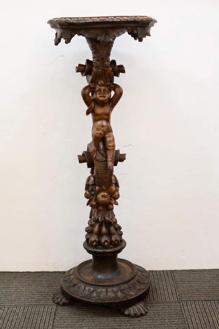 Victorian Pedestal, Carved Walnut (1 of 7)