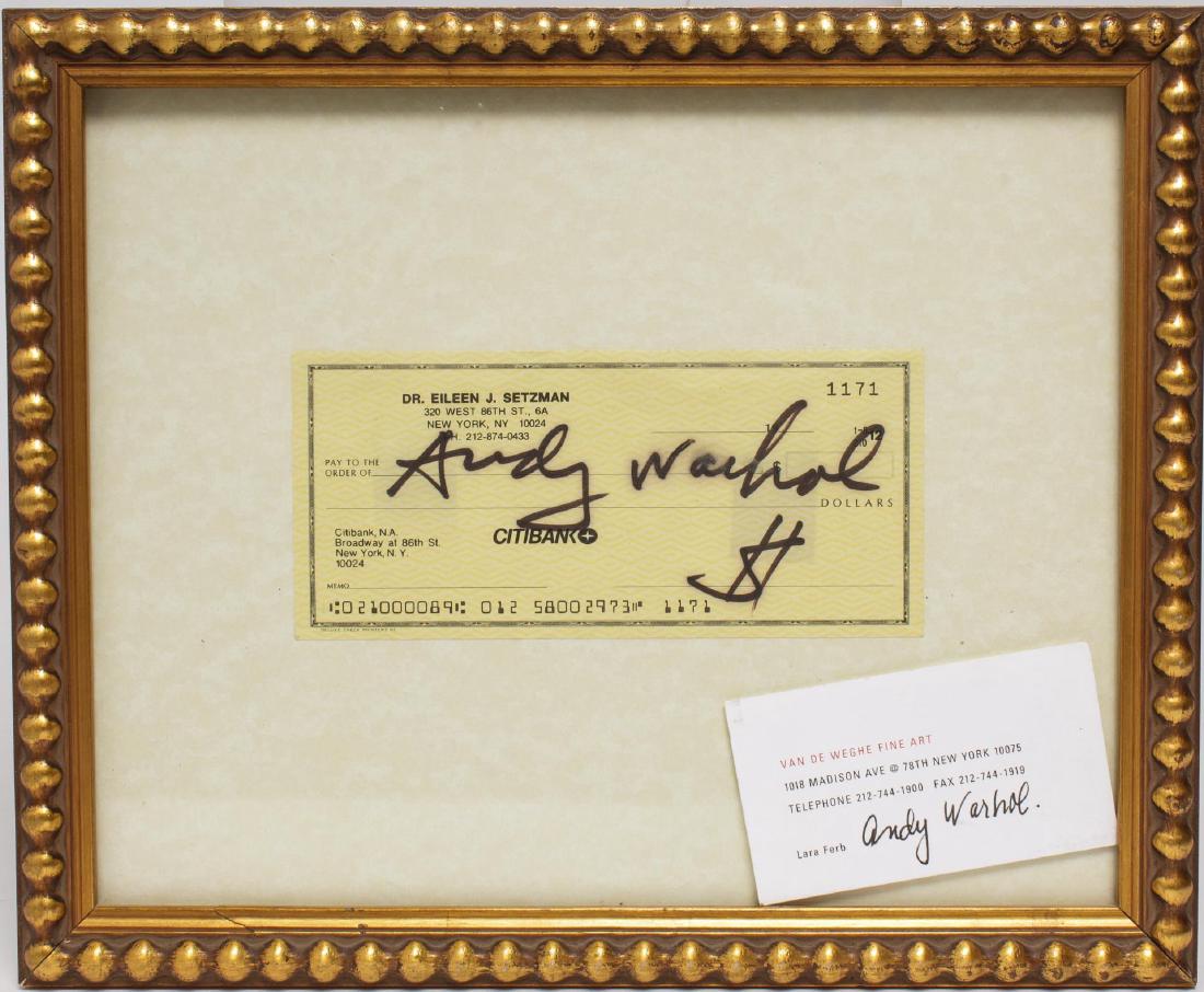 Andy Warhol Autographs, inc. Rare Check (1 of 5)