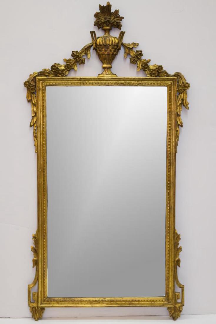 Neoclassical-Manner Wall Mirror, Giltwood, Urn-Top (1 of 1)