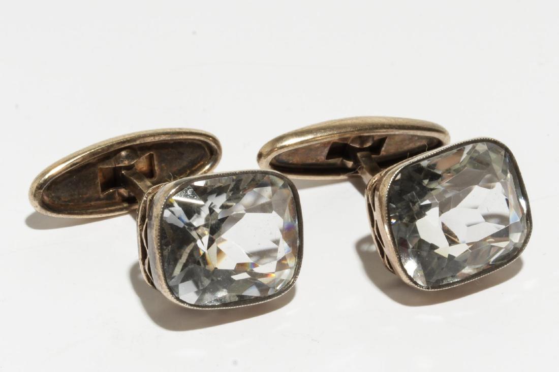 Russian Rock Crystal & Silver Cufflinks, Pair (1 of 4)