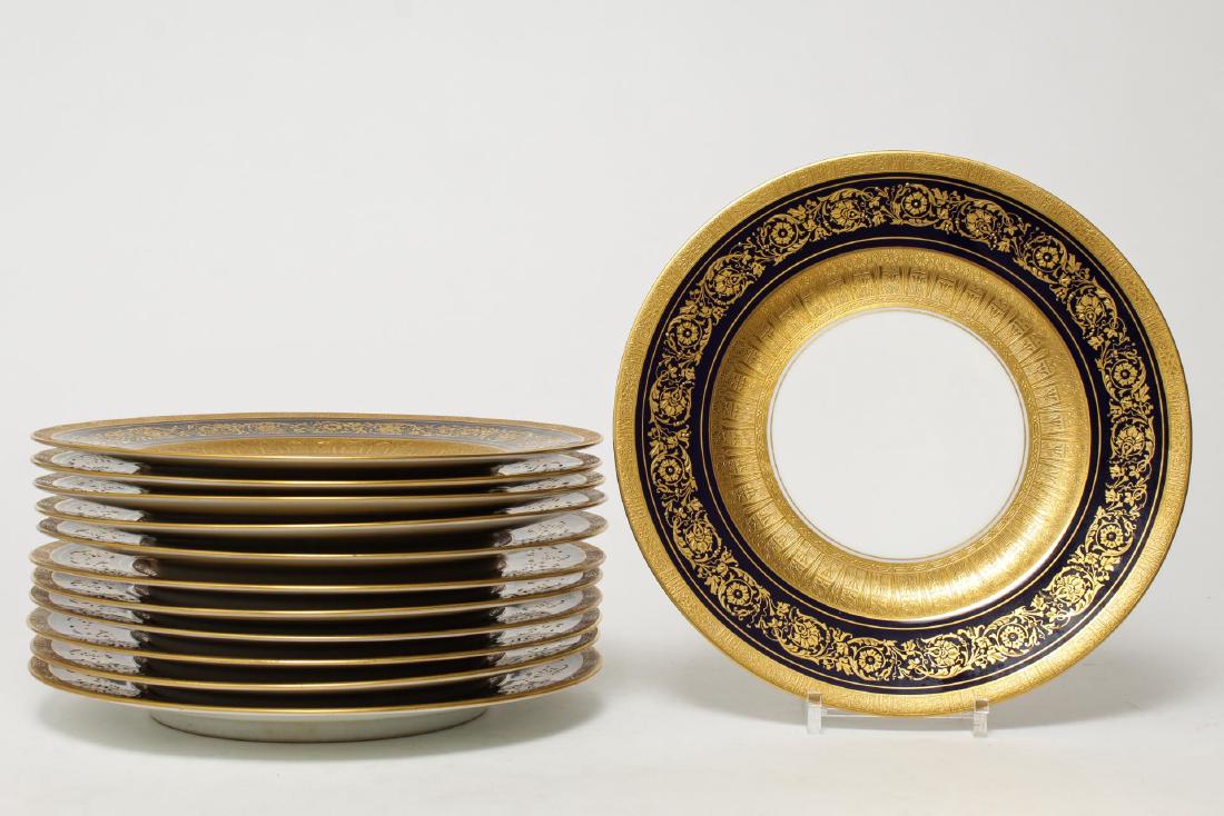 Hutschenreuther Cobalt & Raised Gold Dinner Plates (1 of 4)