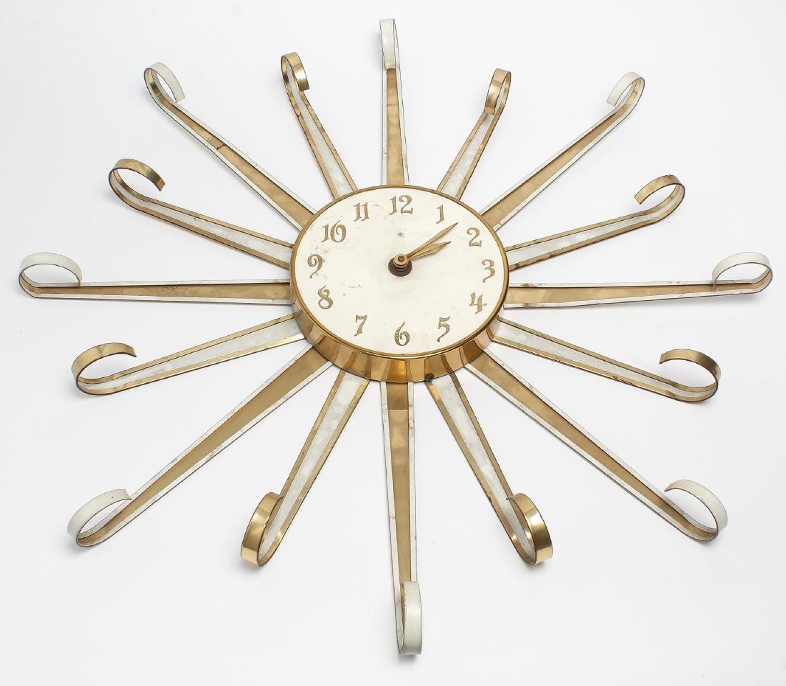 Mid-Century Modern Sunburst Wall Clock (1 of 2)